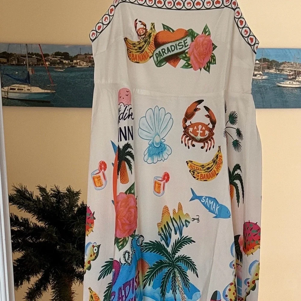 NWOT Tropical Print Maxi Dress - Picture 5 of 6